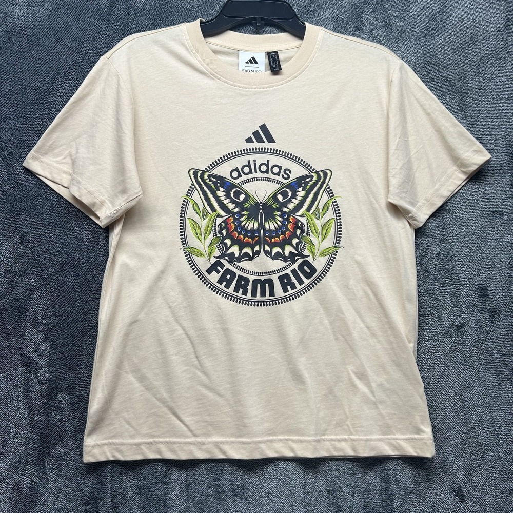 Adidas Farm Rio Womens Size S Beige Farm GFX Tee JL8614 Shirt (U5)